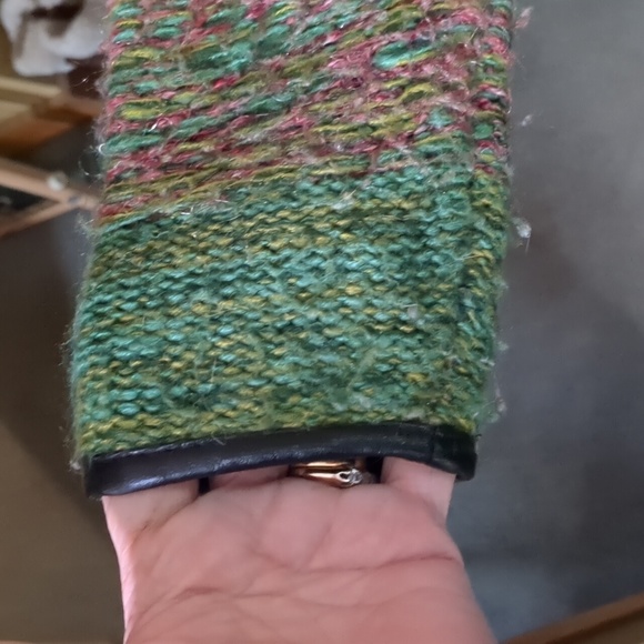 OLIVIA M* longline faux leather trimmed long sleeve duster sweater various color - Picture 4 of 12